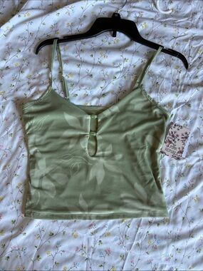 Pink Republic Olive Green Floral-Print Cami Tank NWT